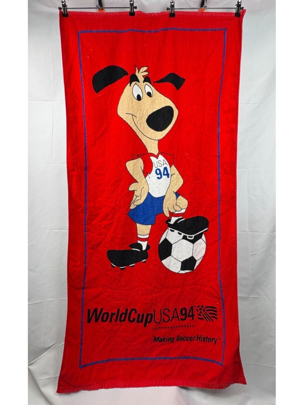 Vintage Striker the World Cup Pup FIFA World Cup 58" Red Beach Towel